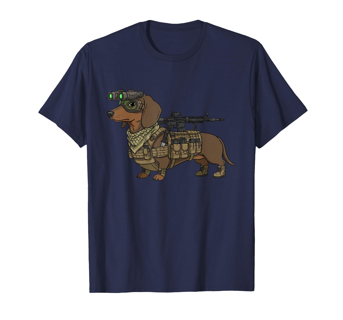 Tactical Wiener Funny Dachshund Dog with NVG Meme Dogs Lover T-Shirt