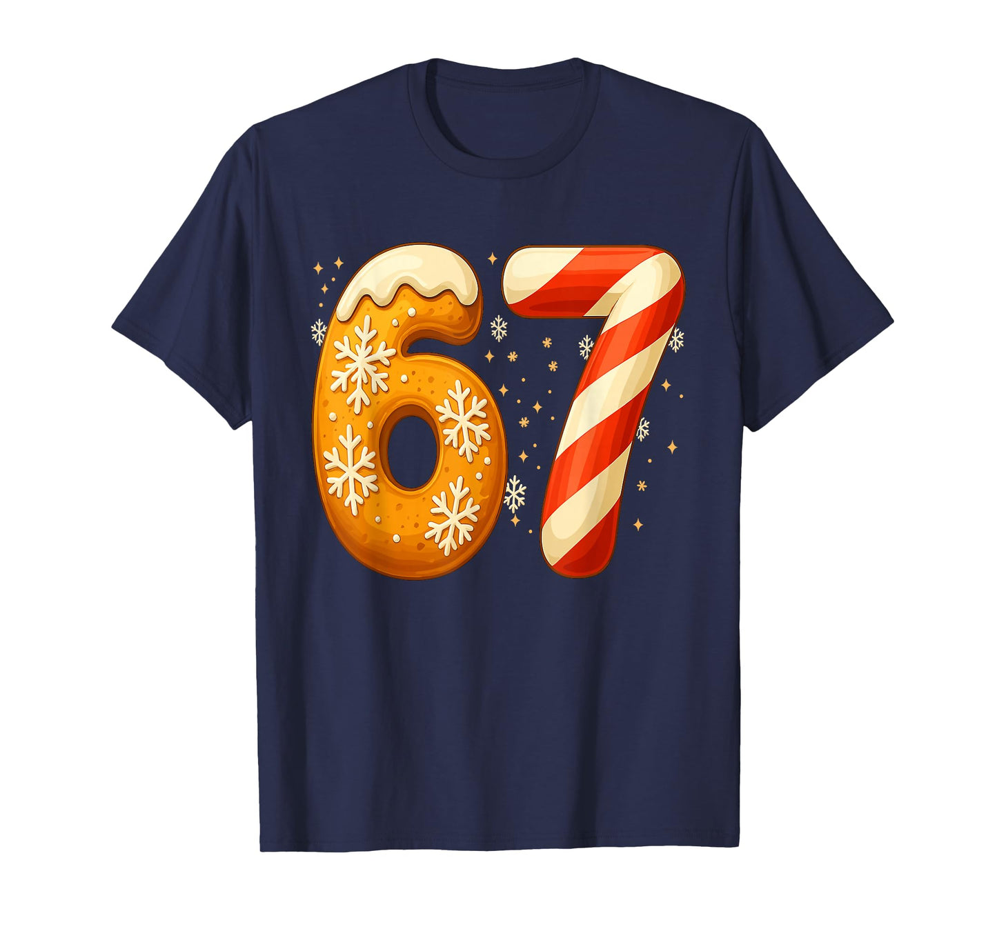 Funny 67 Six Seven Meme Christmas Gingerbread Candy Cane T-Shirt
