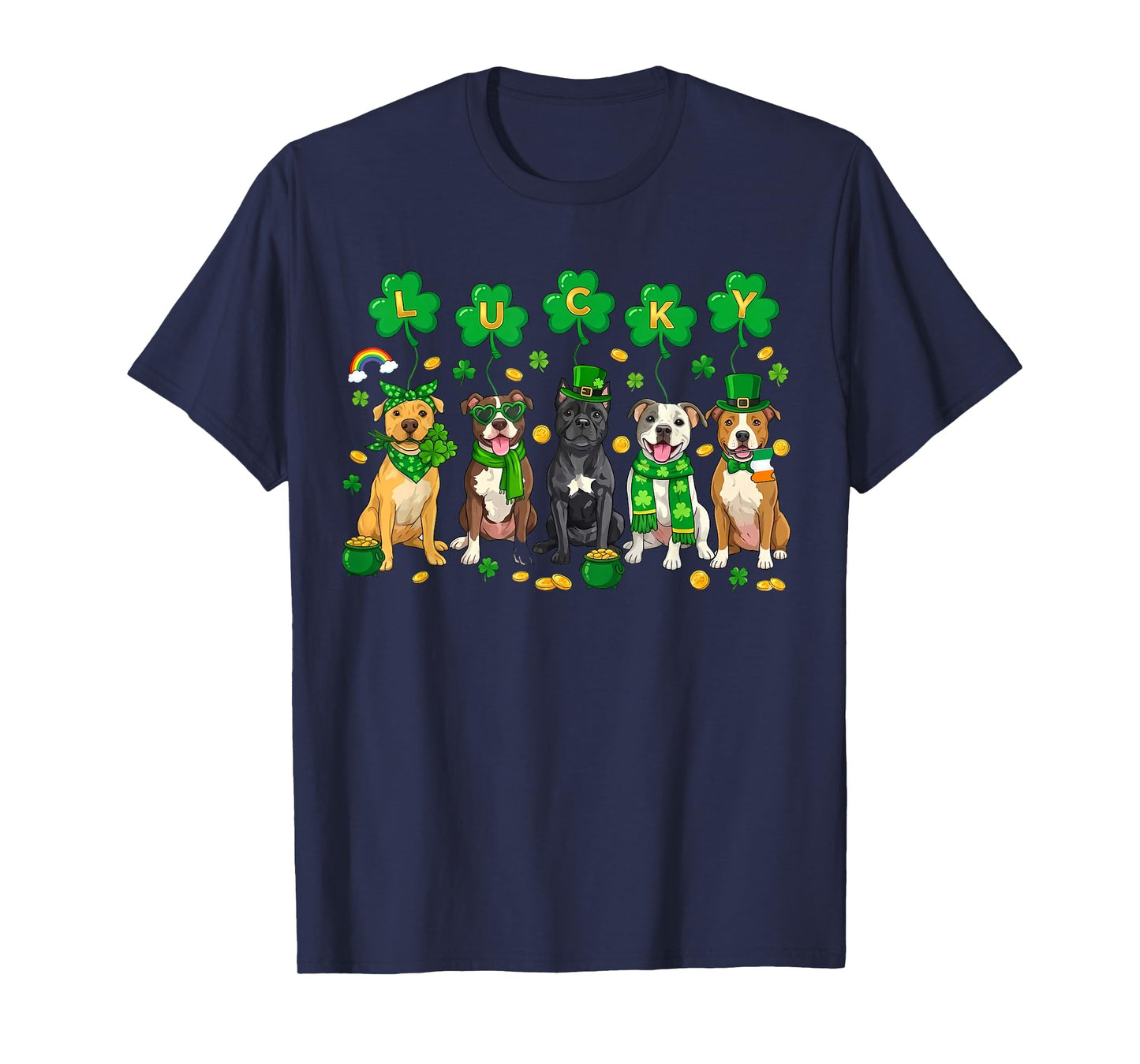 Funny Pitbull Dog St Patrick's Day Lucky Irish Dog Mom Dad T-Shirt