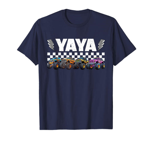 Yaya Retro Monster Truck Family Crew Birthday Matching T-Shirt