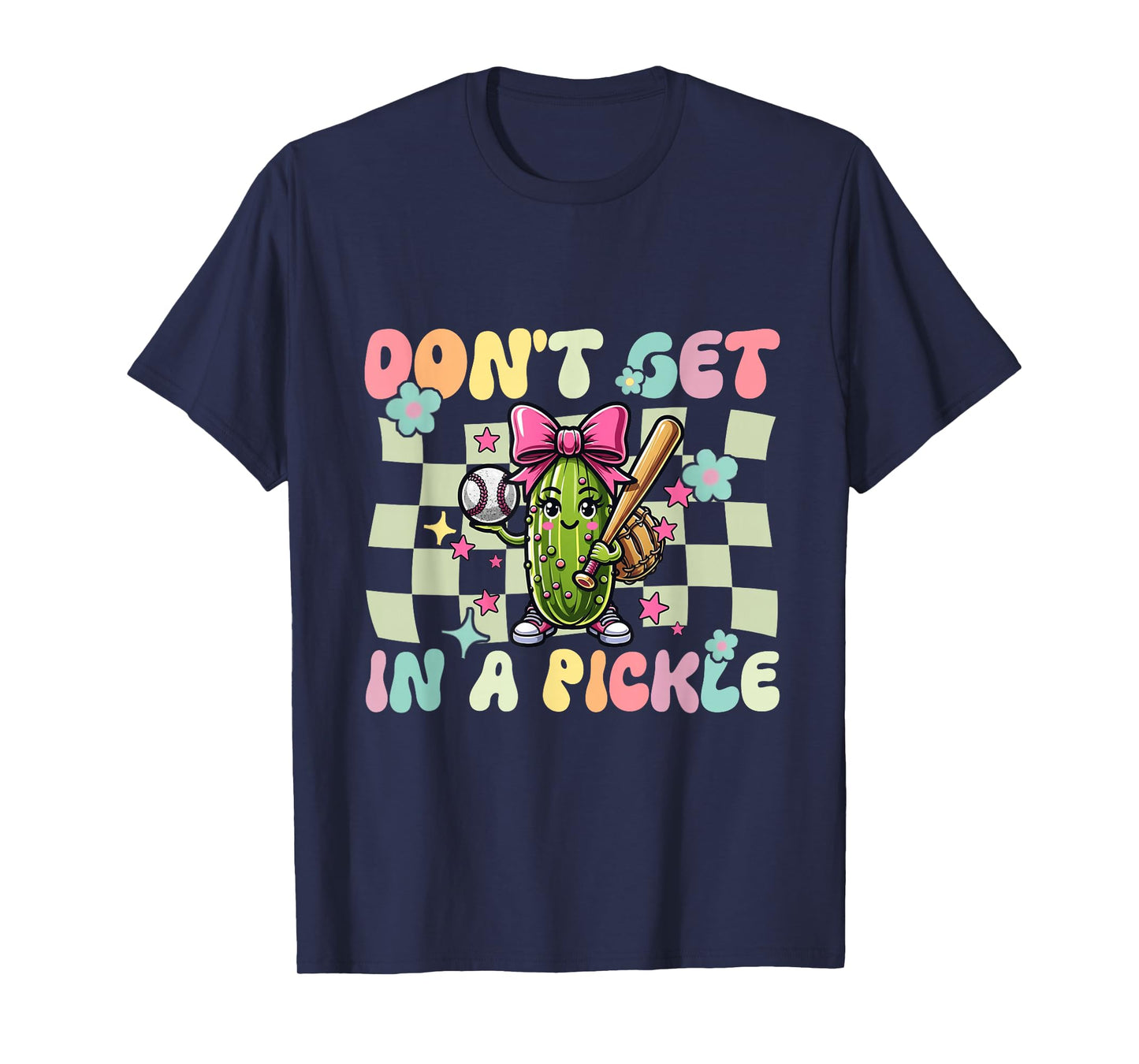 Cute Funny Baseball Pun Don’t Get in A Pickle Softball Gift T-Shirt