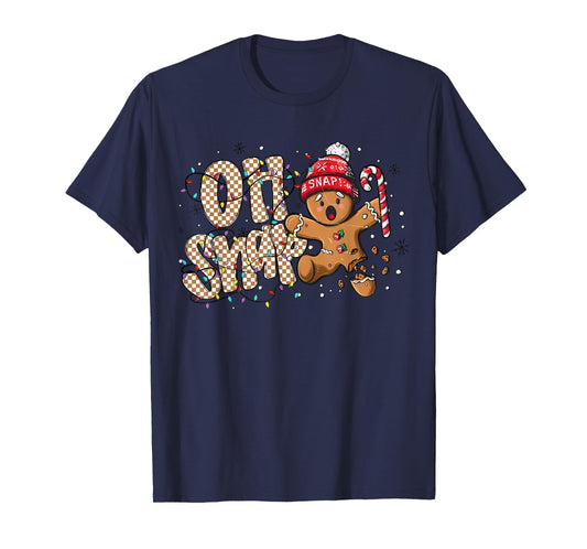 Funny Oh Snap! Christmas Gingerbread Cookie Santa Hat T-Shirt
