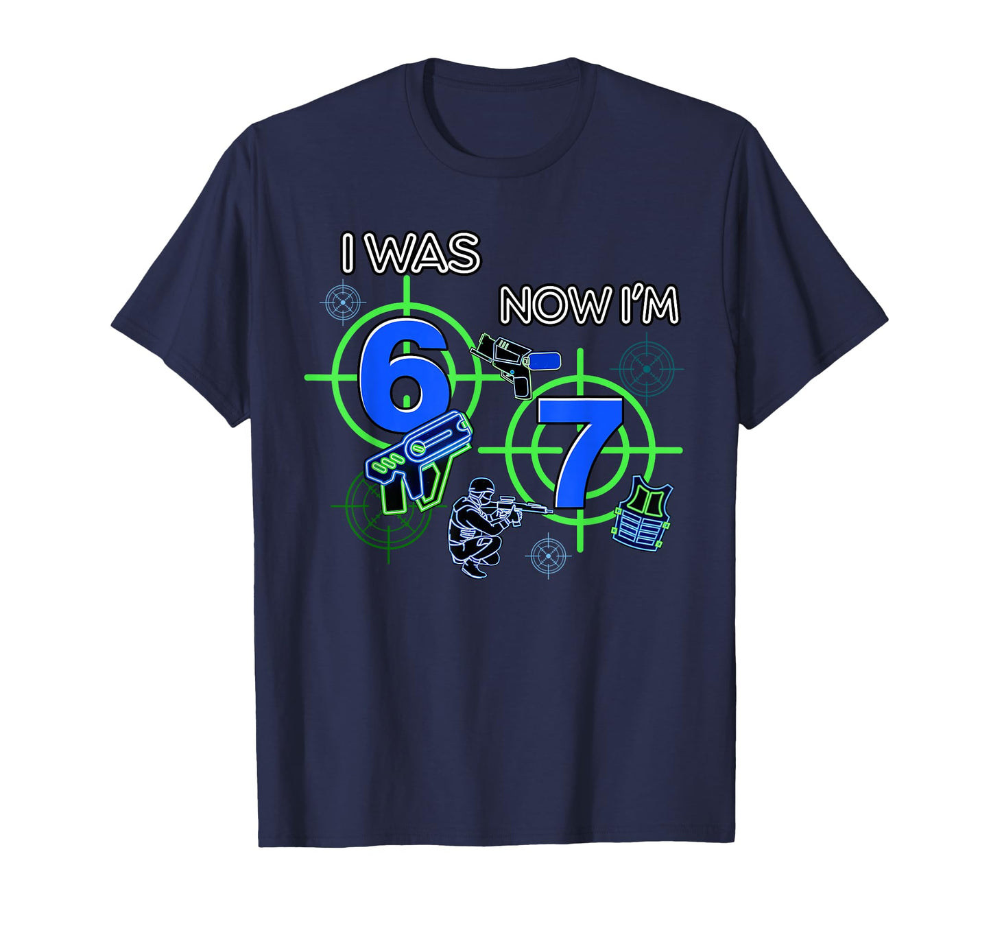 I was 6 Now I'm 7 Funny 67 Six Seven Meme Laser Tag Birthday T-Shirt