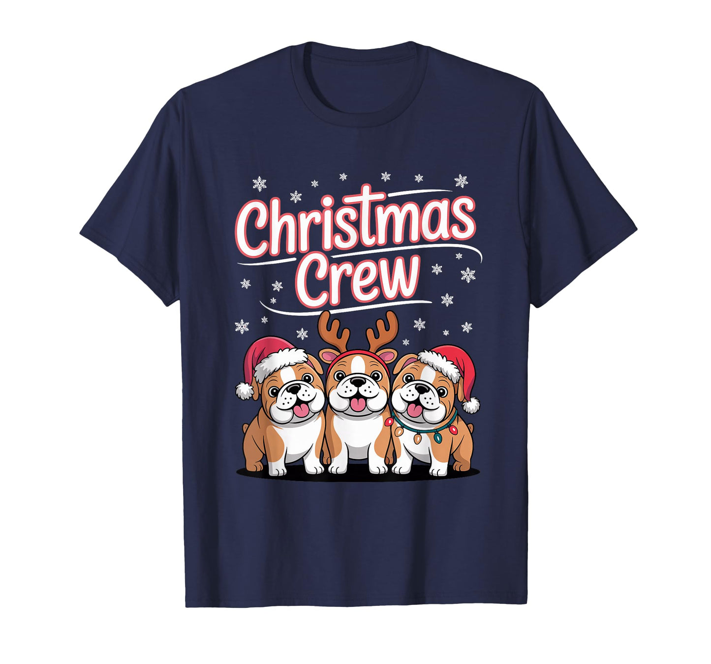 Christmas Crew Xmas Puppy Funny Christmas English Bulldog T-Shirt