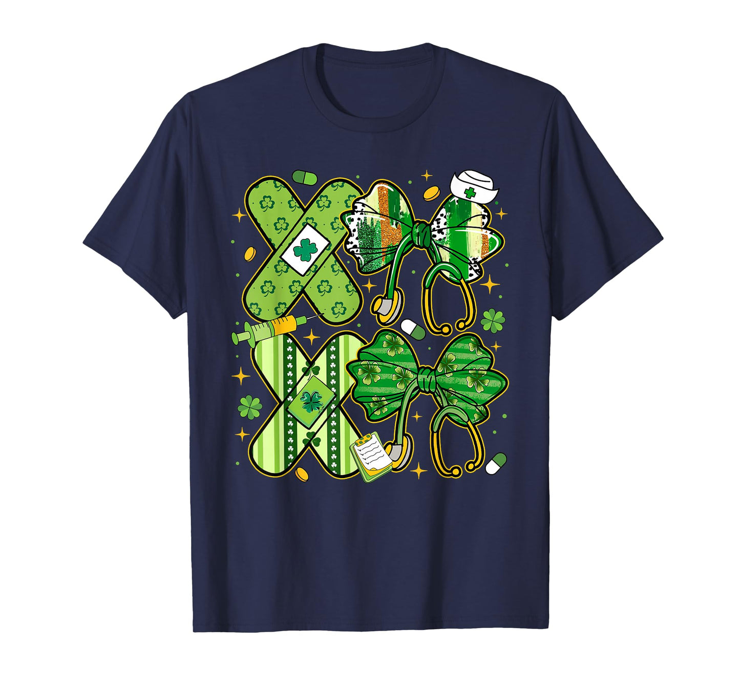St Patricks Day Stethoscope Coquette Bow Nurse Girl Women T-Shirt