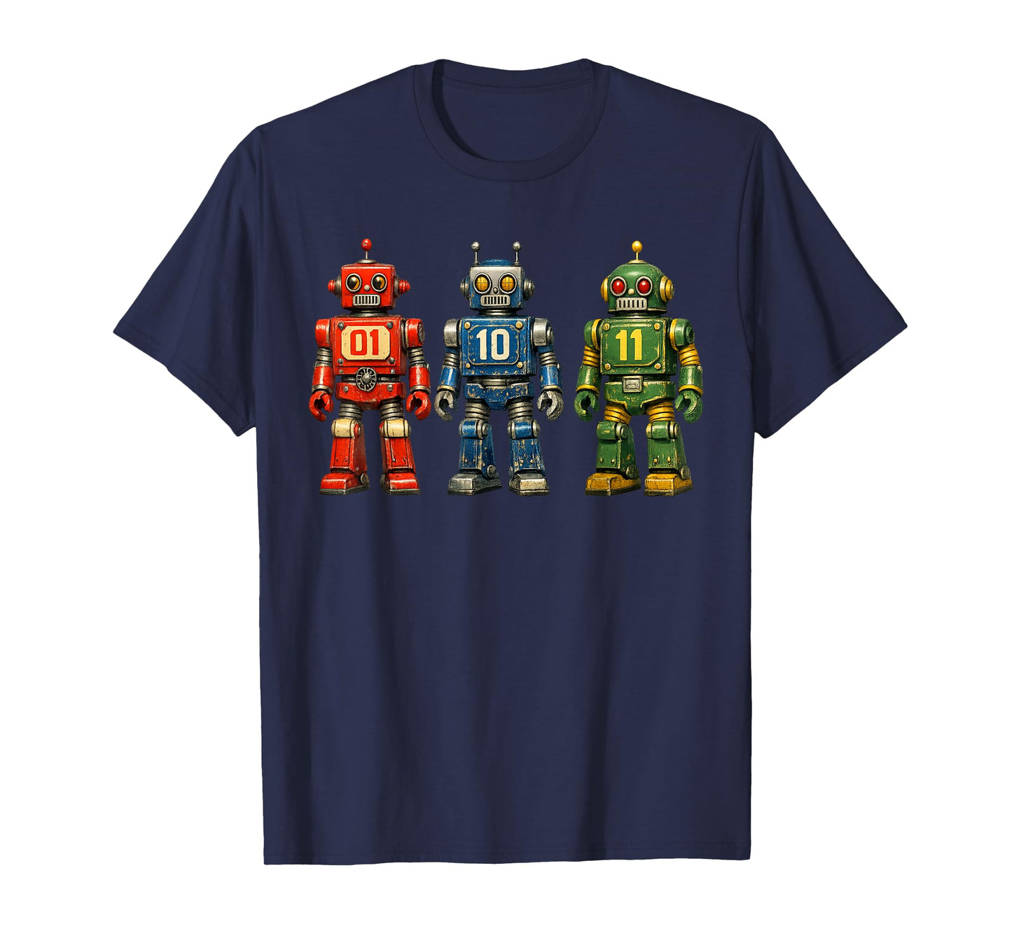 Binary Code Robot Retro 01 10 11 Programming Humor Vintage T-Shirt