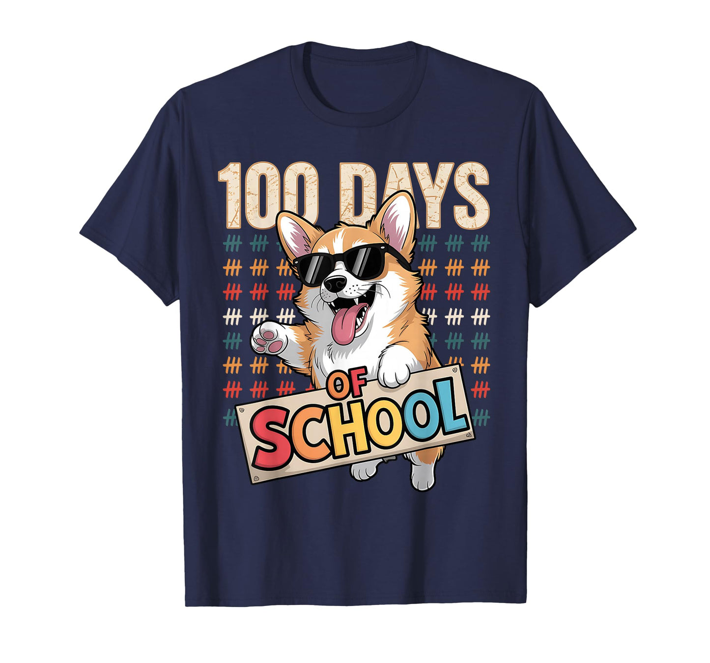 Funny 100 Days of School Corgi Dog Kids Boys Girls T-Shirt