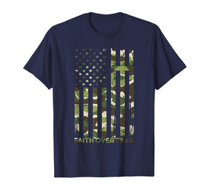 Faith Over Fear USA Flag Camo Christians Jesus Religion T-Shirt