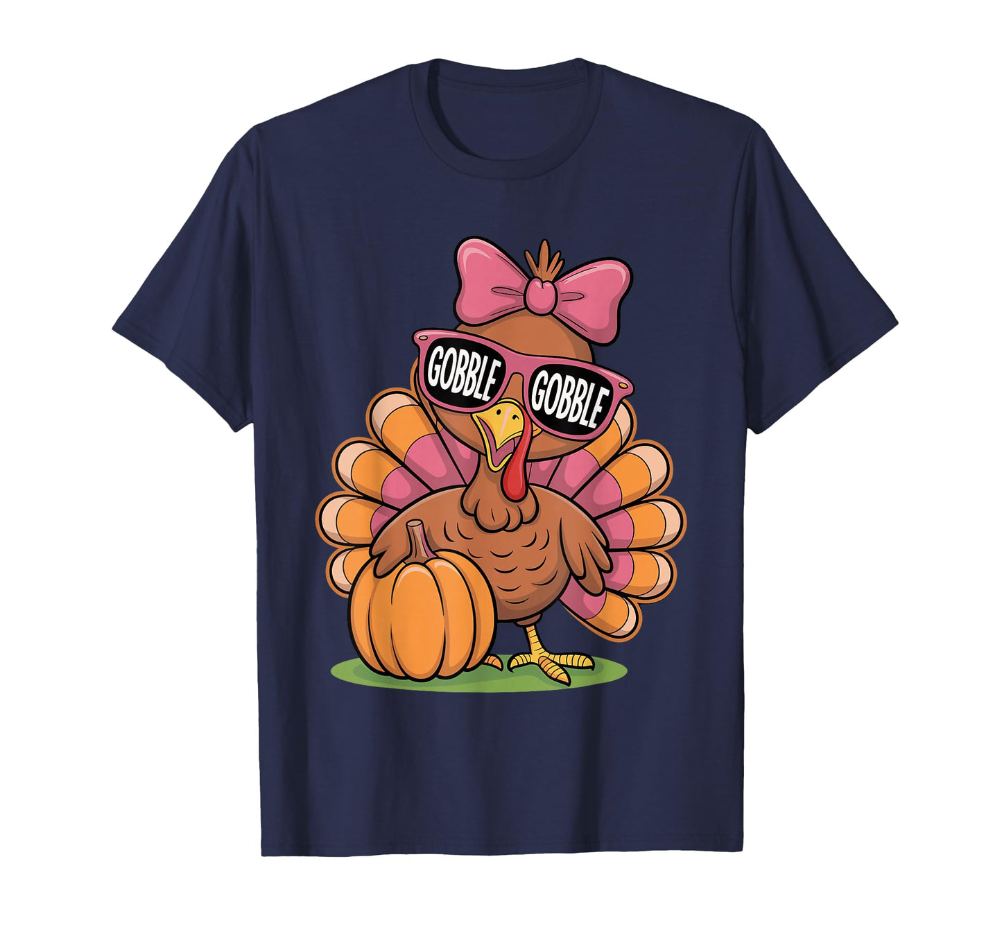 Cute Gobble Turkey Thanksgiving Girls Toddlers Bow T-Shirt