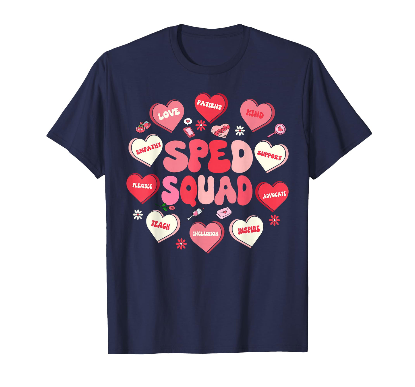 Retro Candy Heart Valentines SPED Teacher Special Education T-Shirt