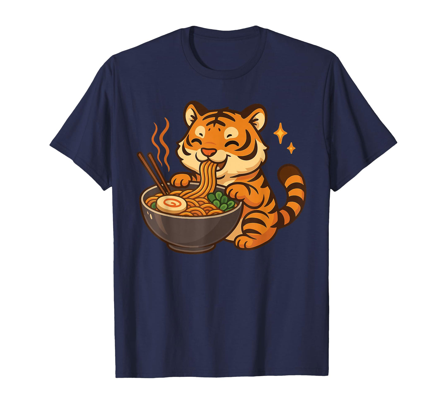 Tiger with Noodles Ramen Kawaii Tiger T-Shirt