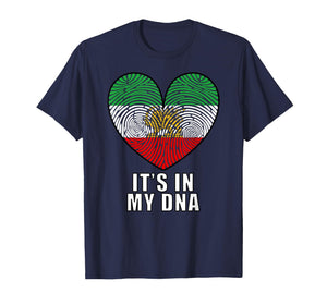 Iran Map with Lion and Sun Emblem Heart Shape Fingerprint T-Shirt