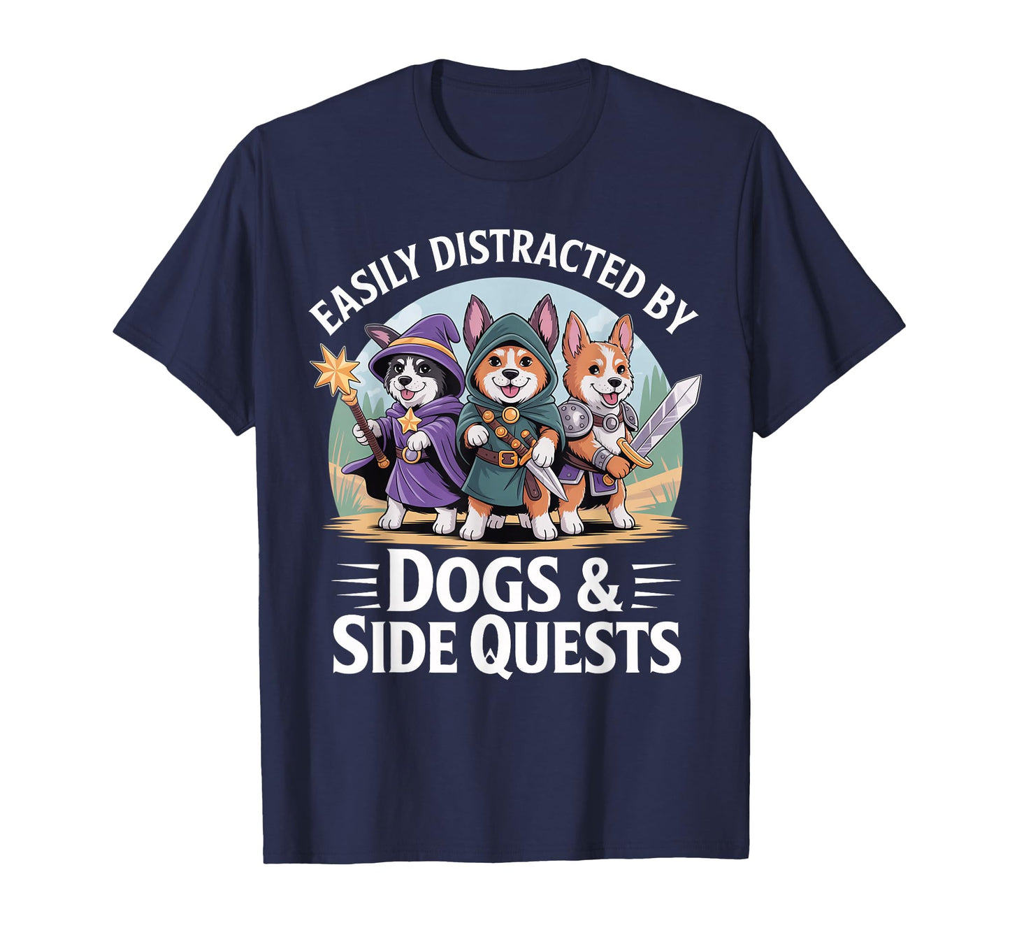 Gamer Side Quest Dog Funny RPG Games Gaming T-Shirt