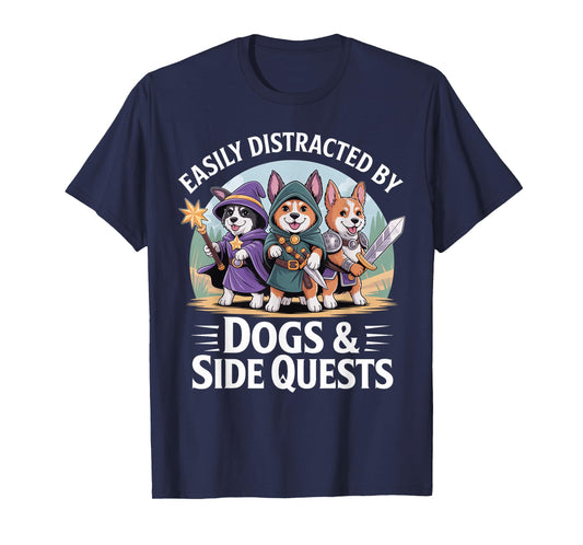Gamer Side Quest Dog Funny RPG Games Gaming T-Shirt