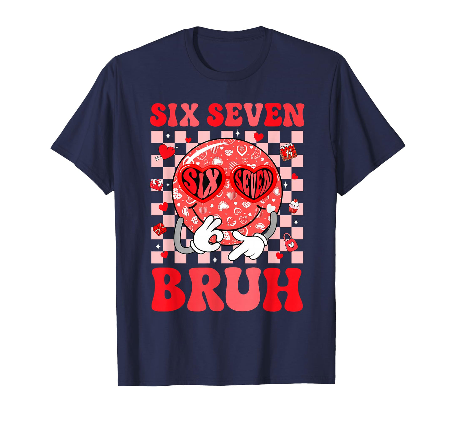 67 Meme Six Seven 6 7 Bruh Valentine Heart Boys Girls Kids T-Shirt