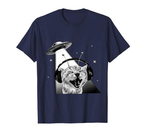 Funny Y2K Alien Cat Meme Retro Silly Cat Vintage Space Kitty T-Shirt