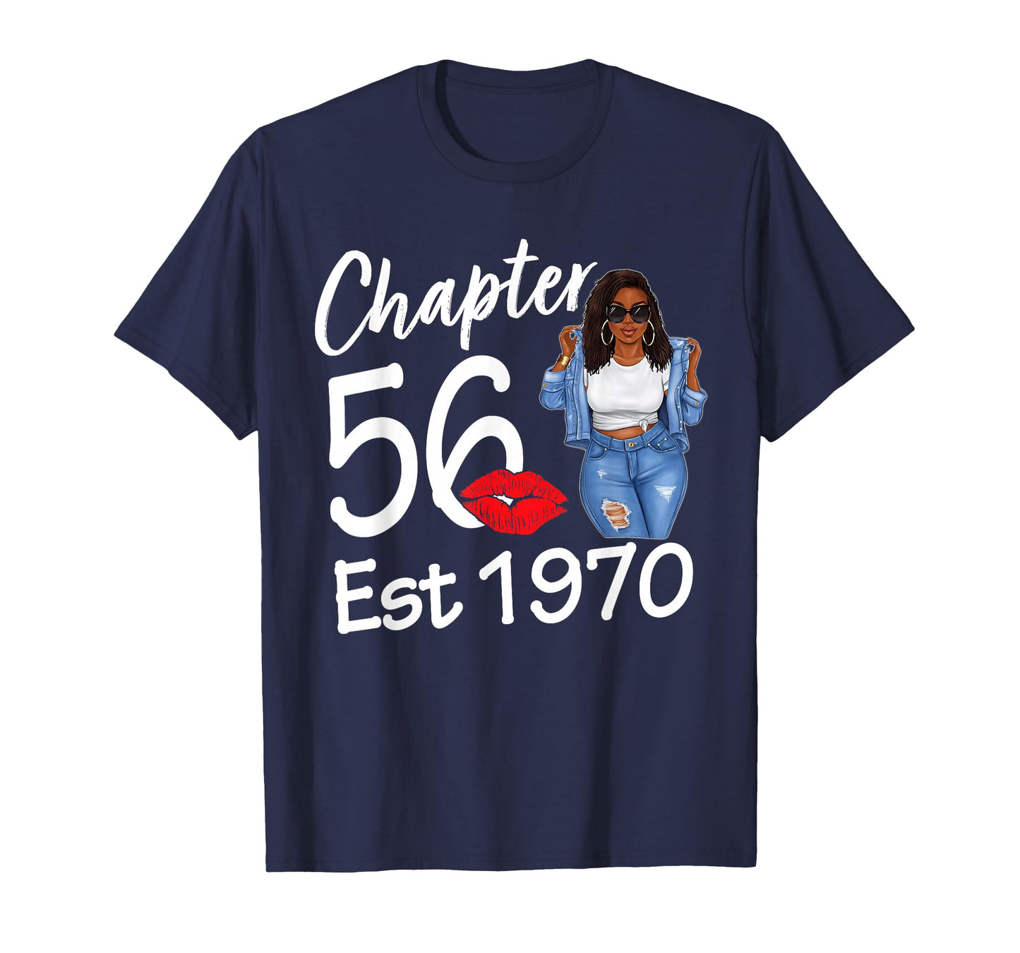 Chapter 56 Est 1970 56th Birthday Afro Black Queen T-Shirt