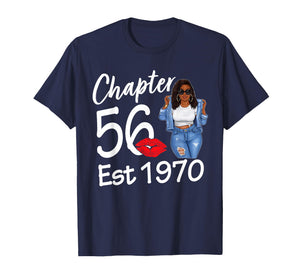 Chapter 56 Est 1970 56th Birthday Afro Black Queen T-Shirt