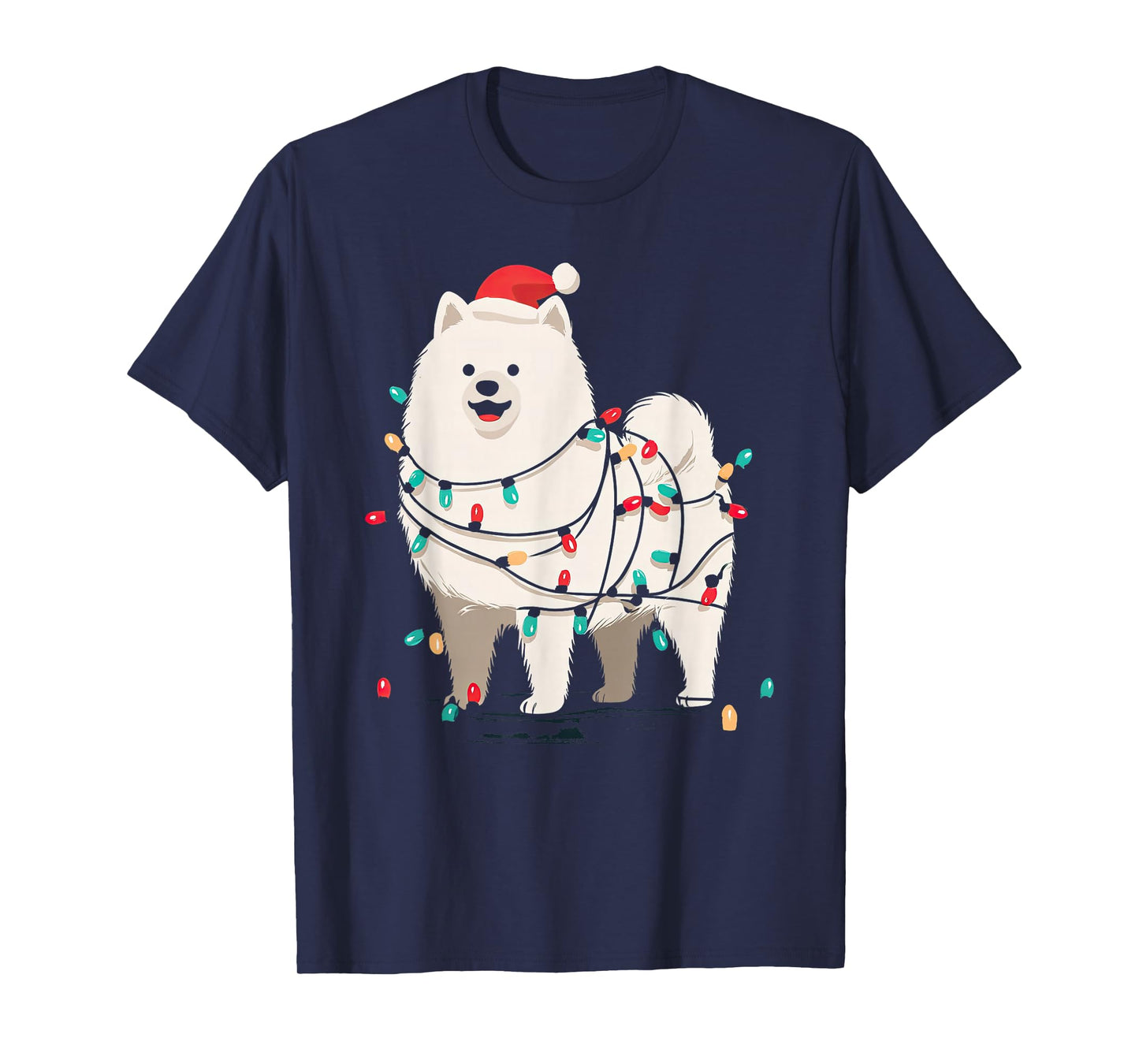 Funny American Eskimo Christmas Graphics Dog Lights Lover T-Shirt