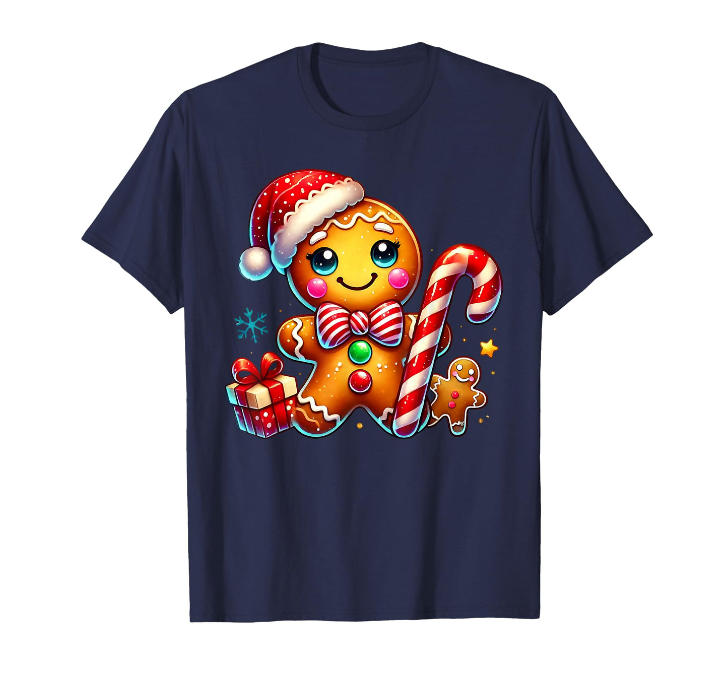 Gingerbread Man Candy Cane Xmas Pajamas Holiday Christmas T-Shirt
