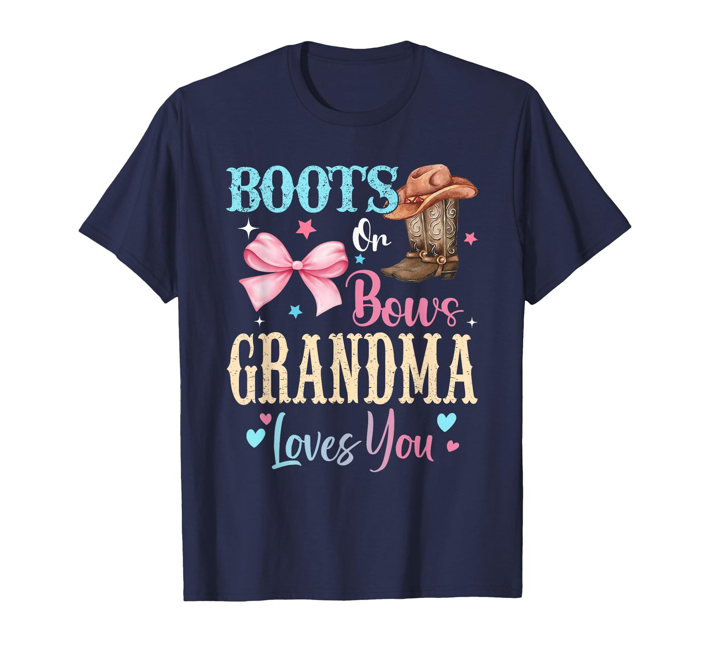 Boots or Bows Grandma Loves You Gender Reveal Family T-Shirt