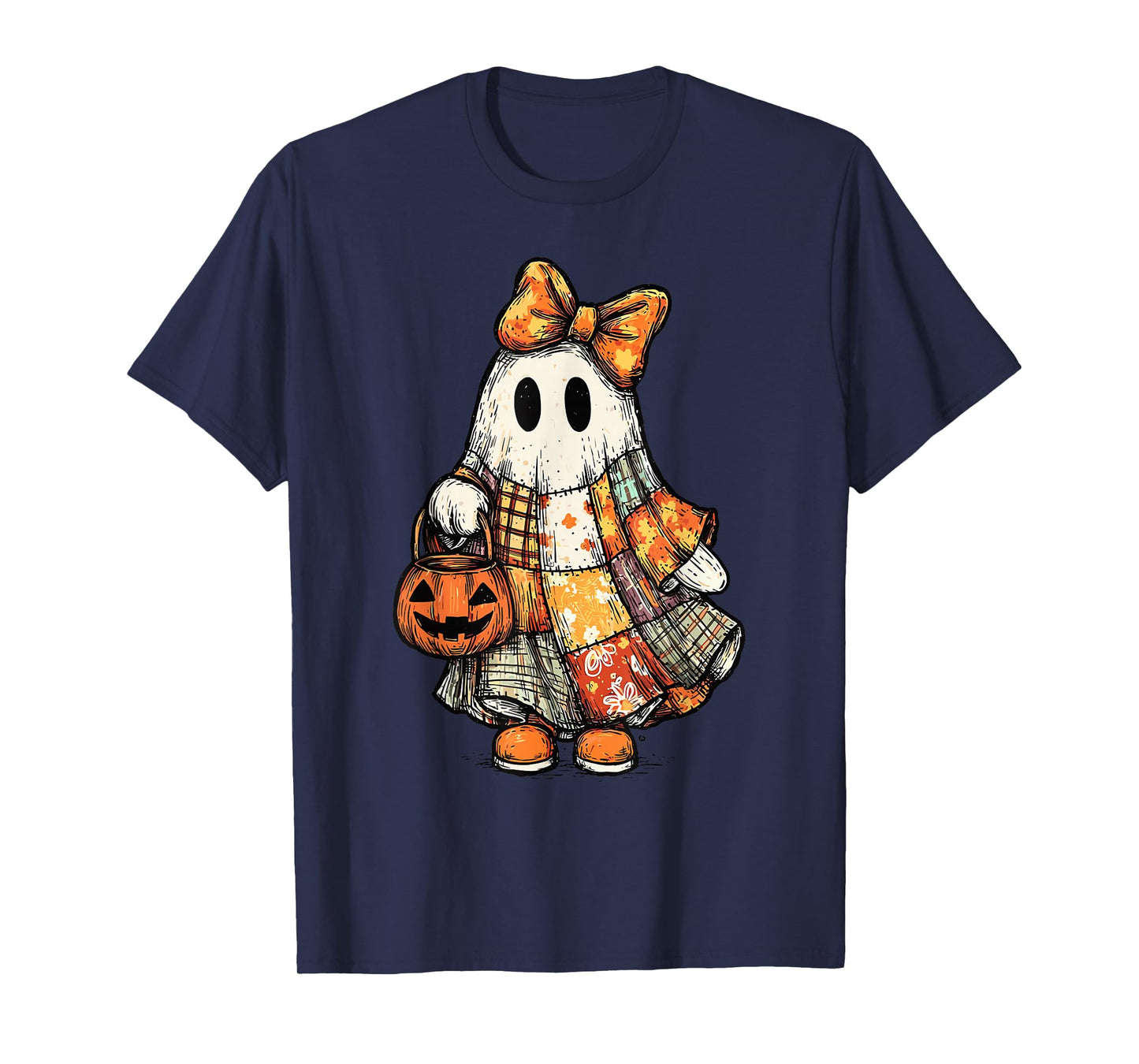 Halloween Boo Ghost Patchwork Quilter Quilting Sewing Womens T-Shirt