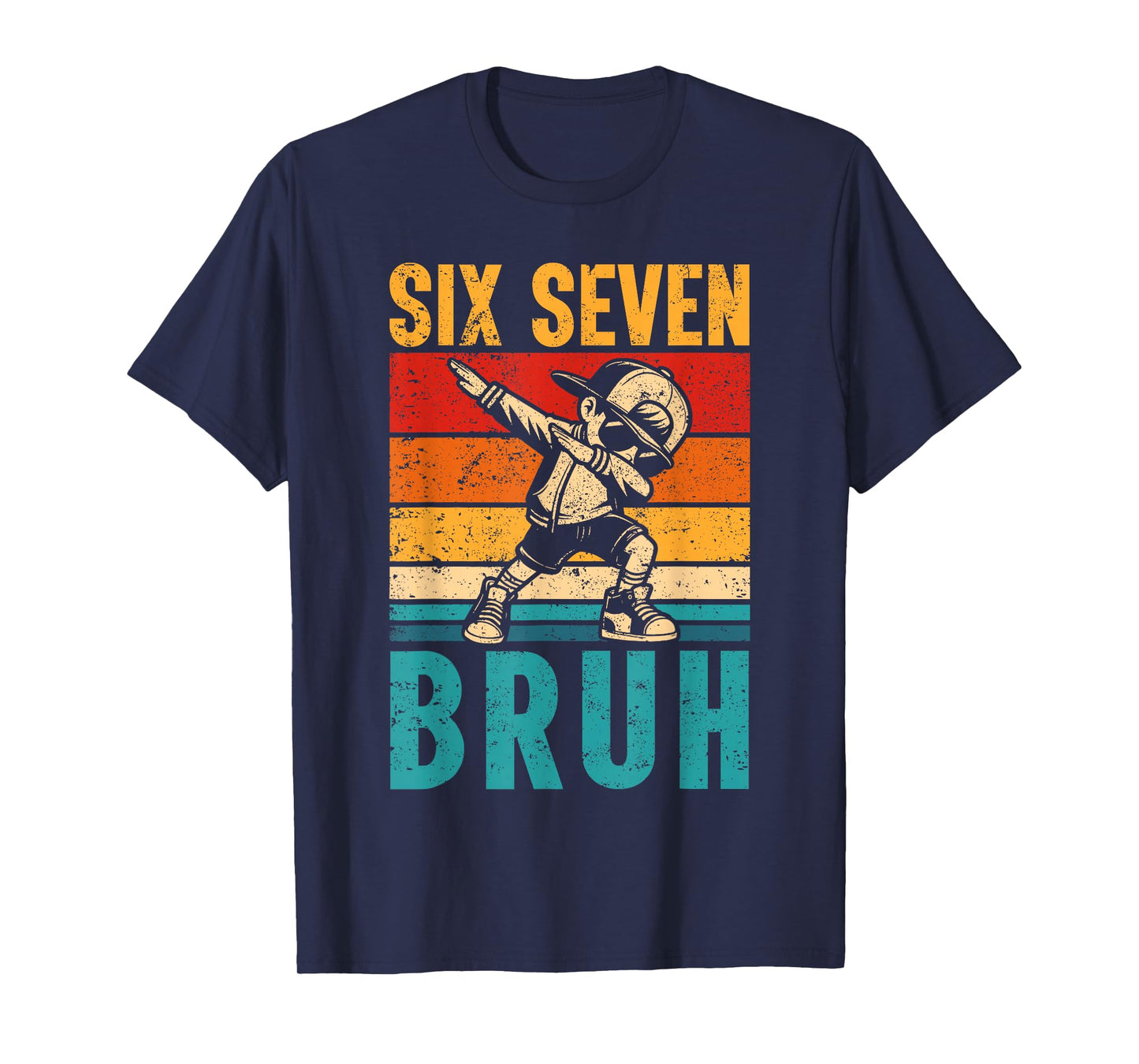 Vintage Dabbing Six Seven Bruh Funny Meme 6 7 Boys Mens T-Shirt
