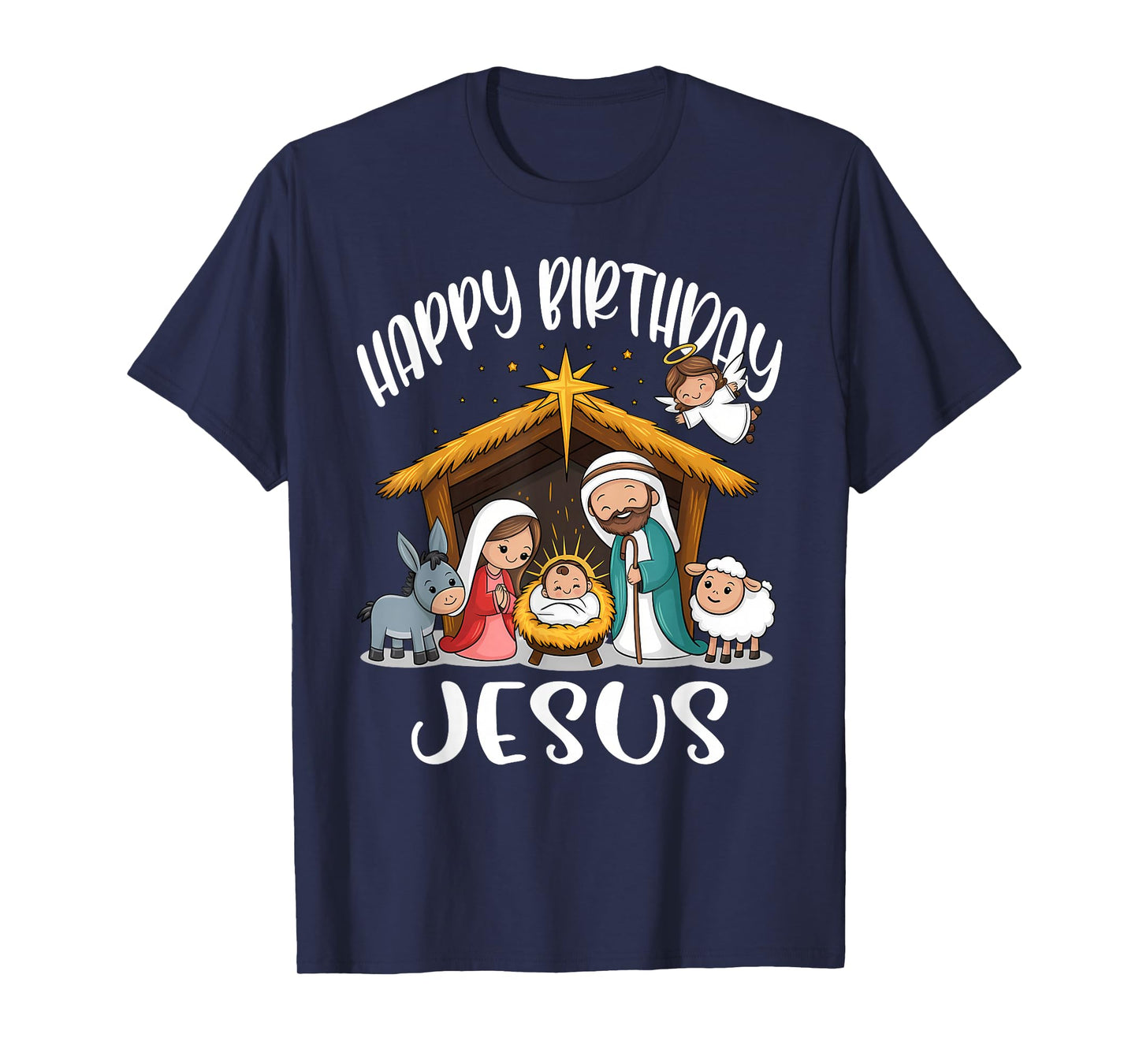 Merry Christmas Family Kid Nativity Happy Birthday Jesus T-Shirt