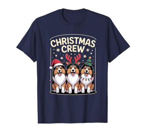 Christmas Crew Puppy Dog Funny Christmas Shetland Sheepdog T-Shirt
