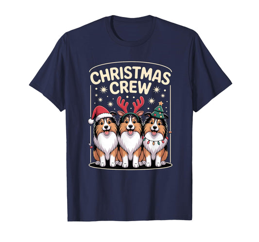 Christmas Crew Puppy Dog Funny Christmas Shetland Sheepdog T-Shirt