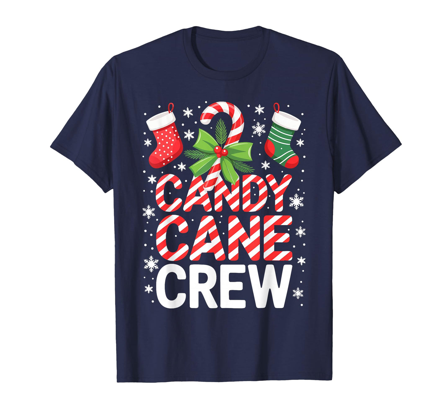 Candy Cane Crew Shirt Adult Men Women Kids Christmas Pajamas T-Shirt