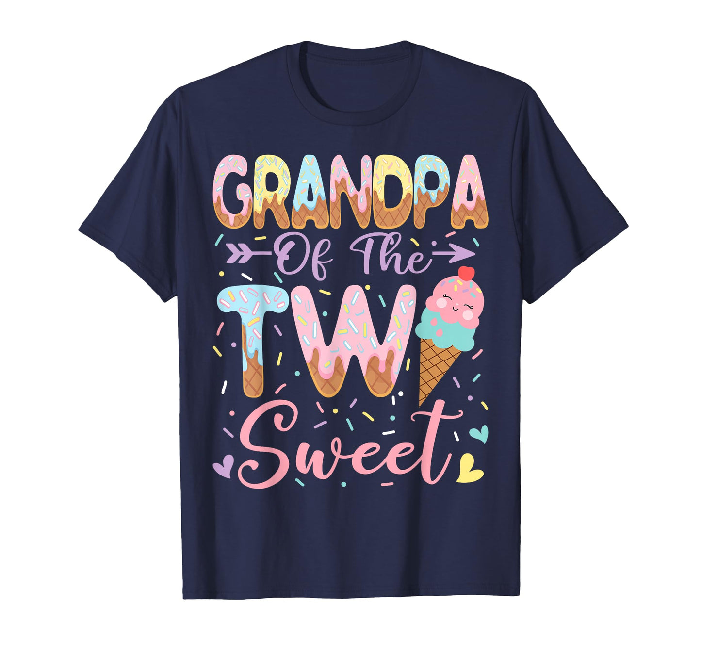 Grandpa of The Two Sweet 2nd Birthday Girl Ice Cream T-Shirt