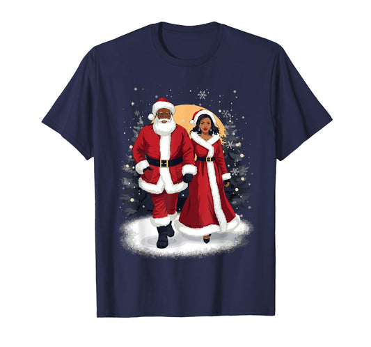 African American Santa Dancing with Mrs Claus for Christmas T-Shirt