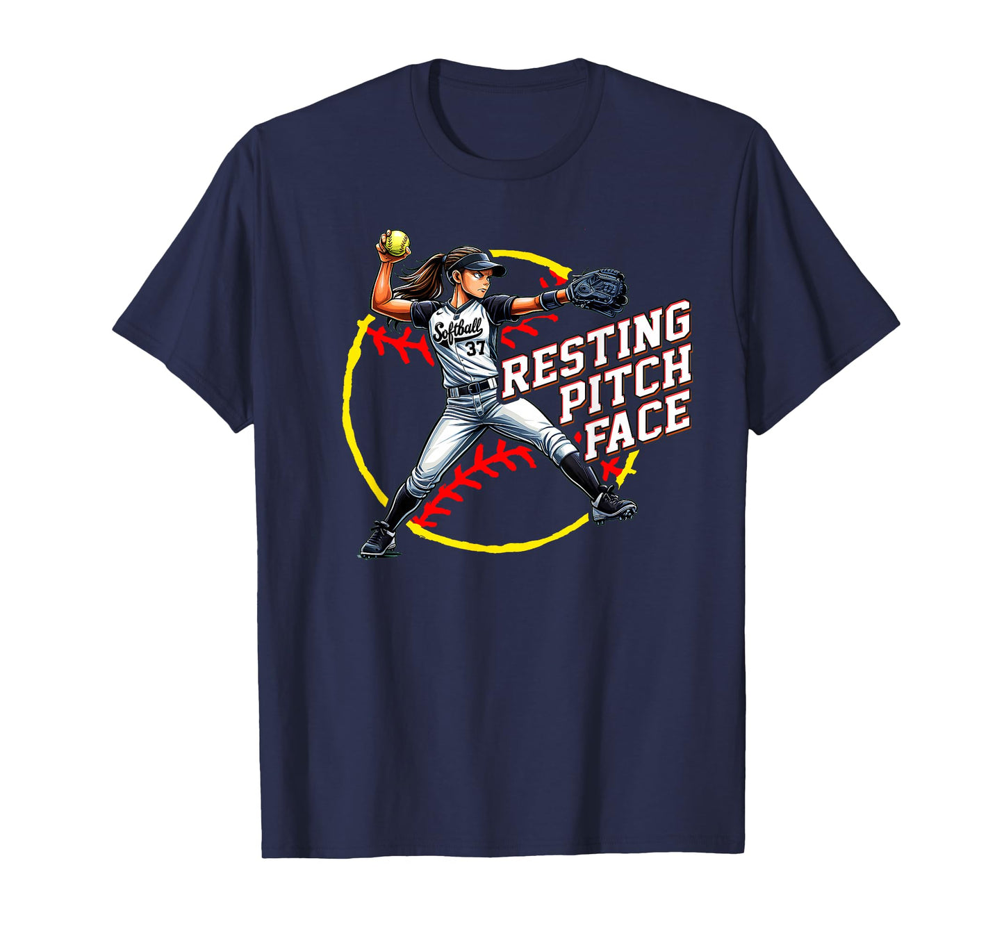 Softball Resting Pitch Face Sassy Girls Softball Humor T-Shirt