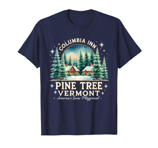 Columbia Inn Pine Tree Frosty Cozy Winter Christmas T-Shirt