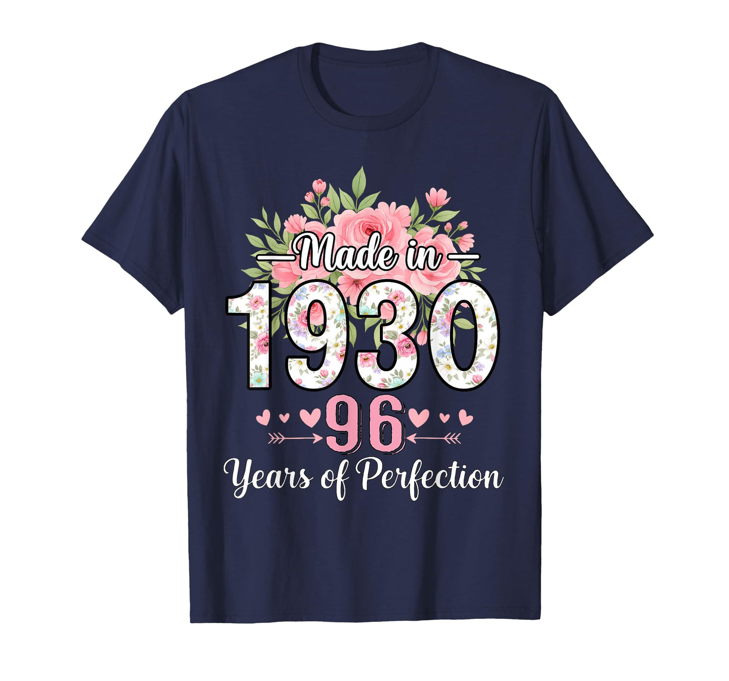 Made in 1930 Floral 96th Birthday Gifts Women 96 Years Old T-Shirt