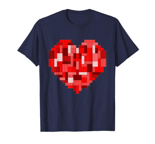 Valentines Day Heart Building Bricks Blocks Boys Kid Toddler T-Shirt