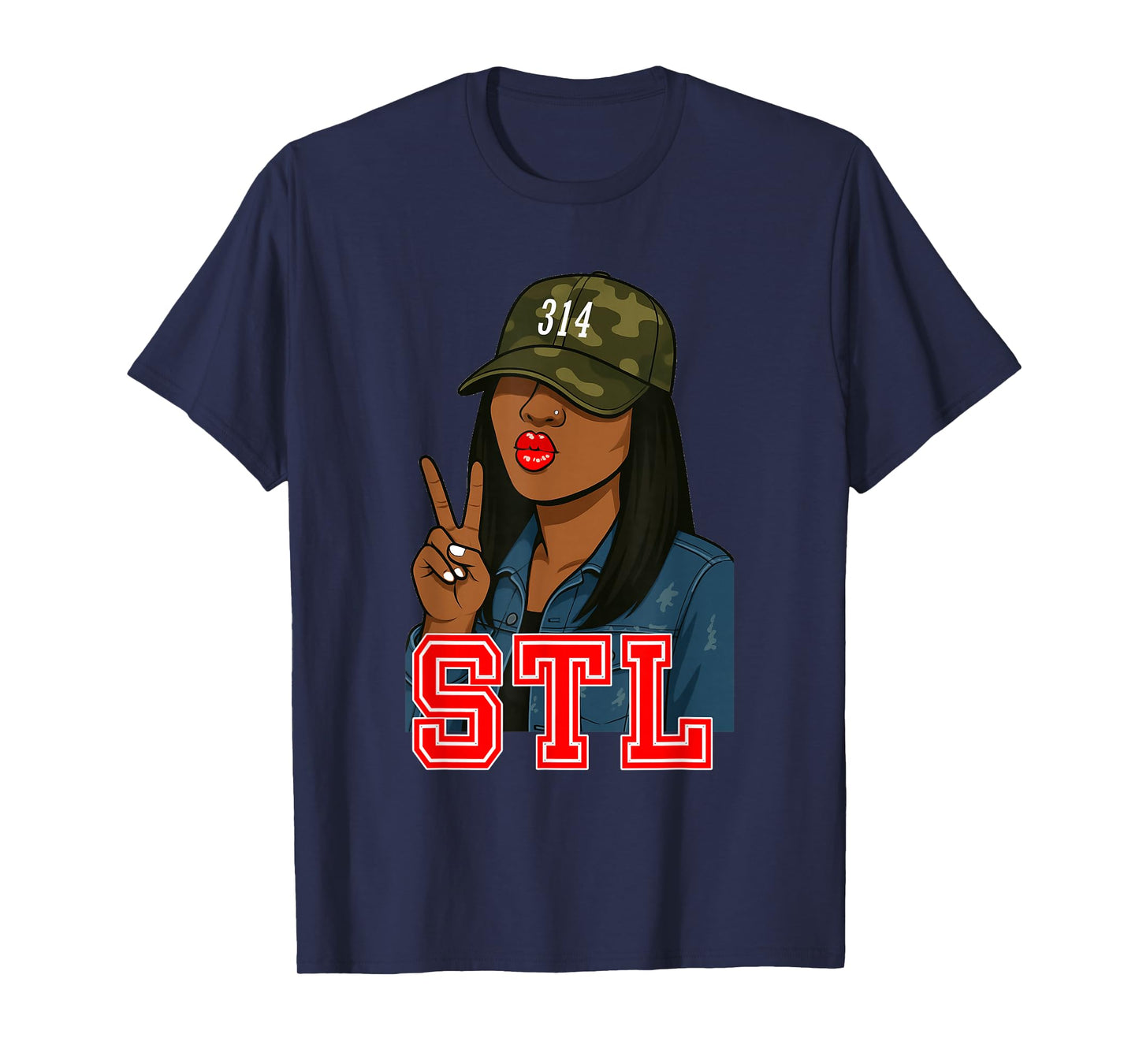STL 314 Hat Camo Black Woman St. Louis T-Shirt