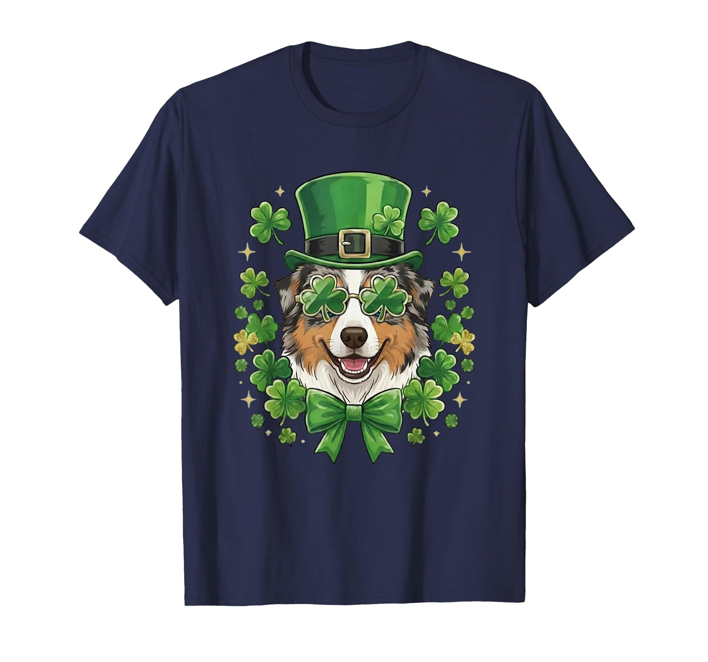 St Patricks Day Australian Shepherd Dog Leprechaun Hat T-Shirt