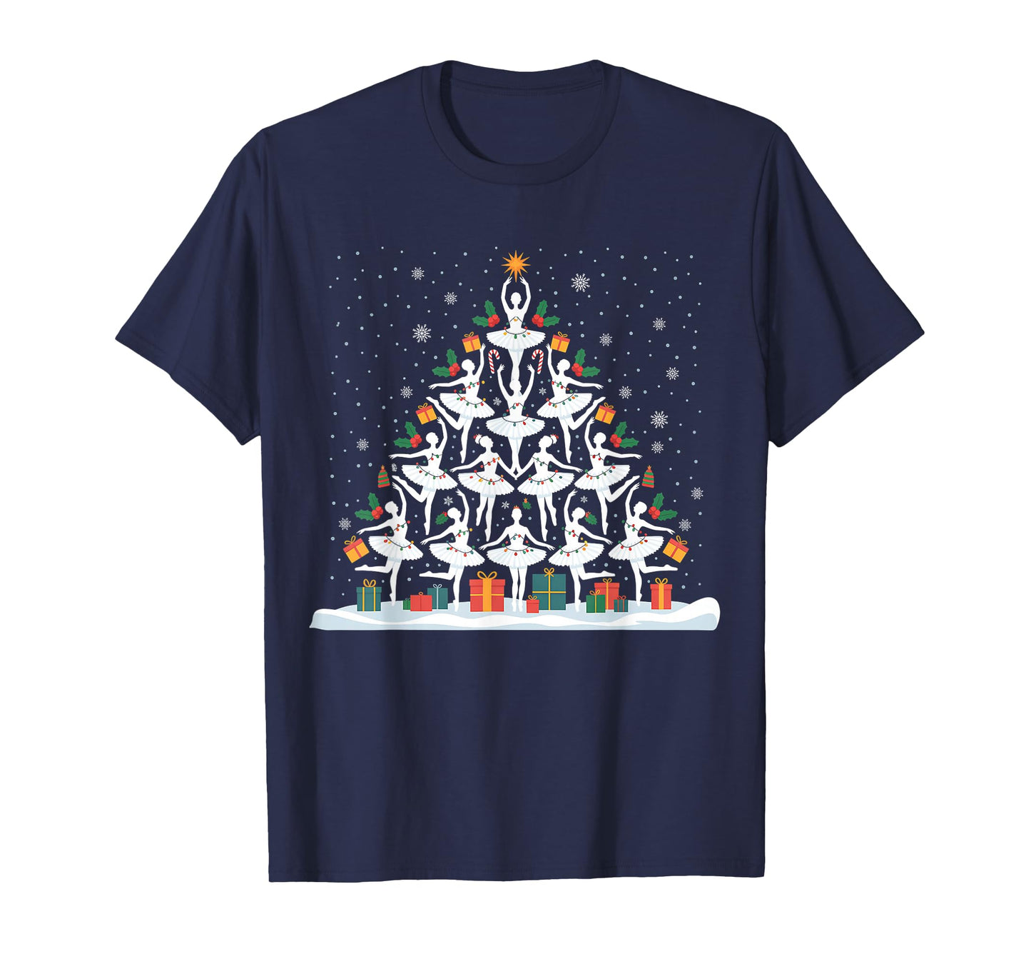 Cute Ballet Christmas Tree Dancer Women Girls Xmas T-Shirt