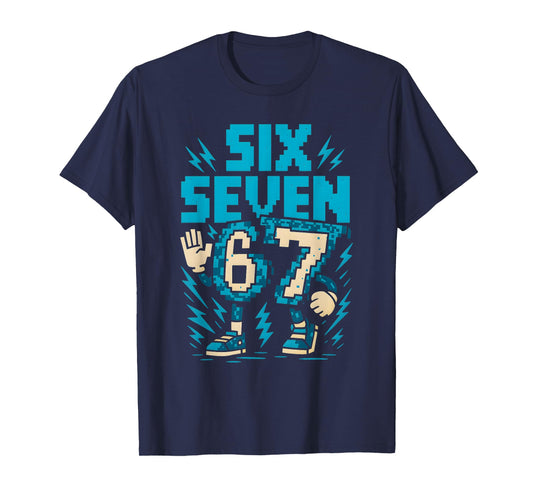 Six Seven 67 Pixel Gamer Apparel Retro Block Style Apparel T-Shirt