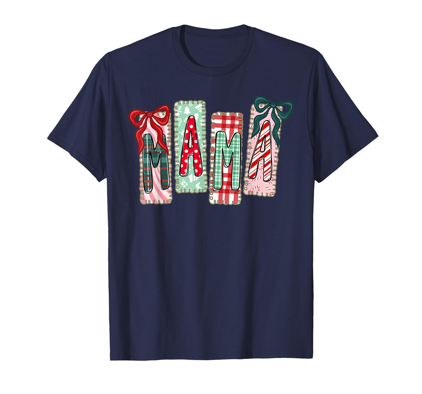 Mama Coquette Bow Xmas Pajamas Holiday Merry Christmas Mom T-Shirt