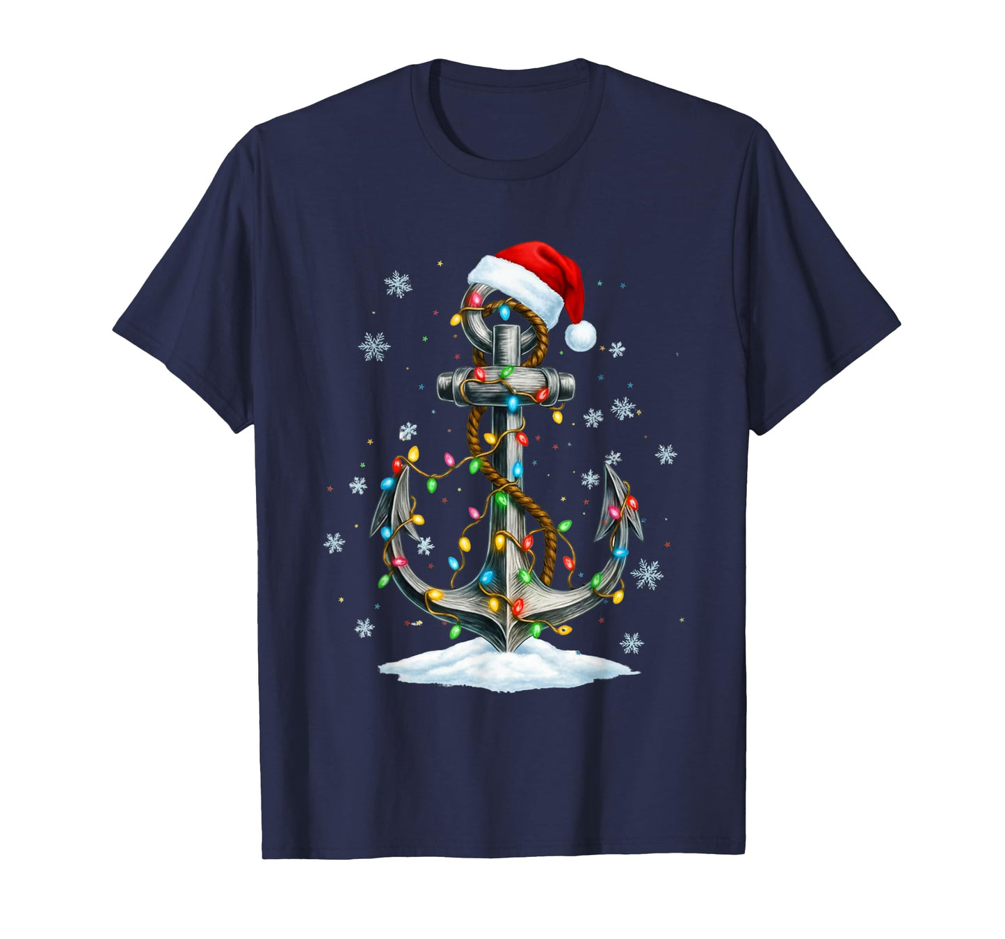 Nautical Anchor Christmas Lights Boating Sailor T-Shirt