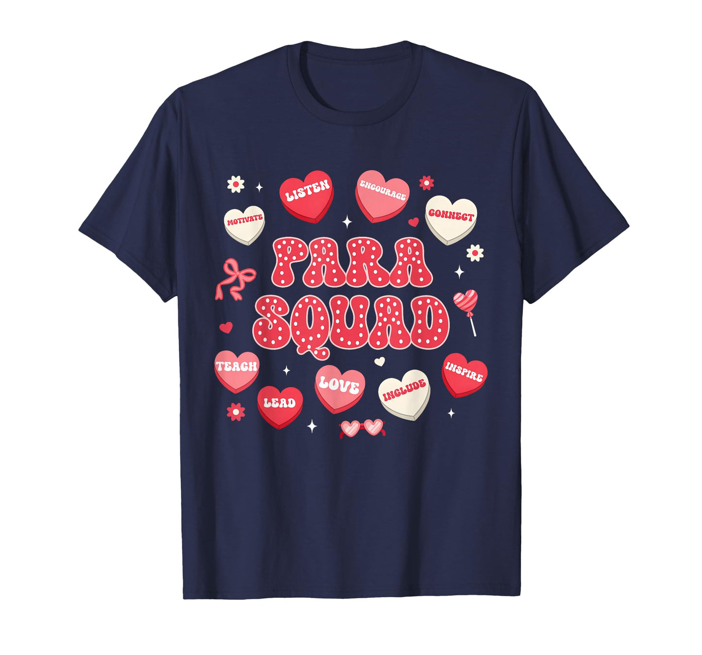 Groovy para Squad Teacher Paraprofessional Valentines Hearts T-Shirt