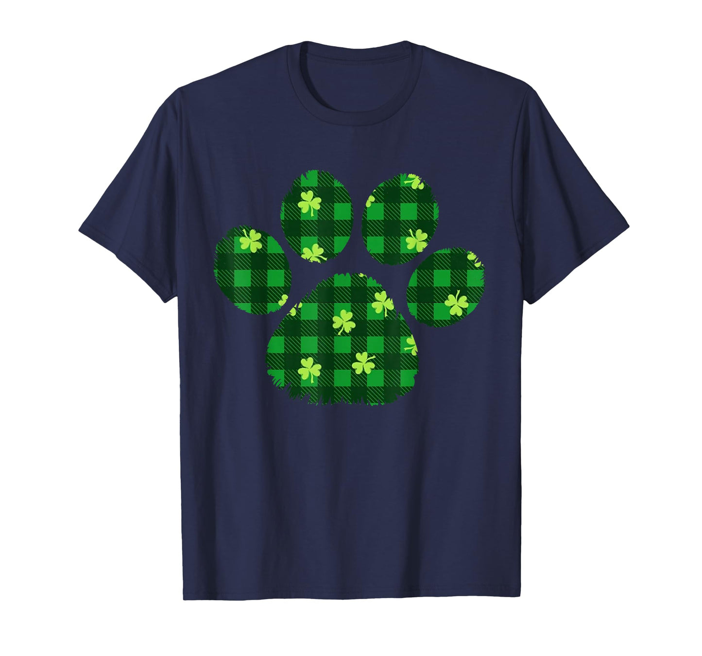 Paw Print Dog Owner Lover Green Plaid Patricks Day Shamrock T-Shirt
