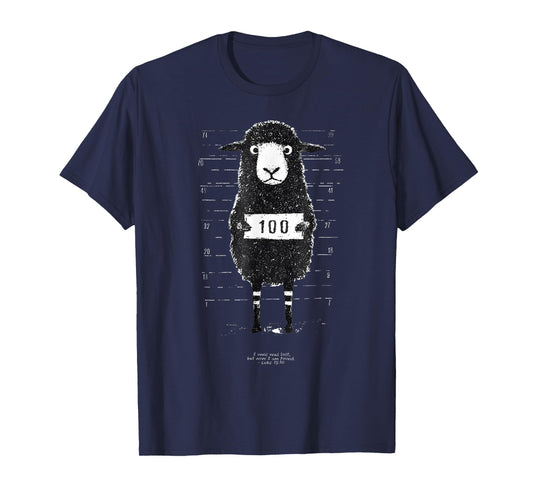 Funny Black Sheep Mugshot Lost But Found Humor Funny Jesus T-Shirt