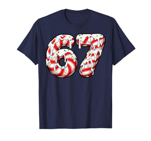 Christmas 67 Candy Cane Funny Meme Six Seven 6-7 Gen Alpha T-Shirt