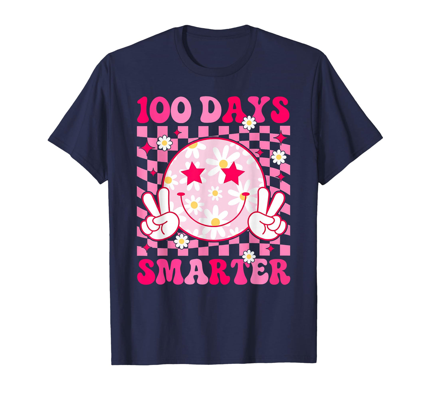 100 Days Smarter 100th Day of School Smile Face Teacher Kids T-Shirt