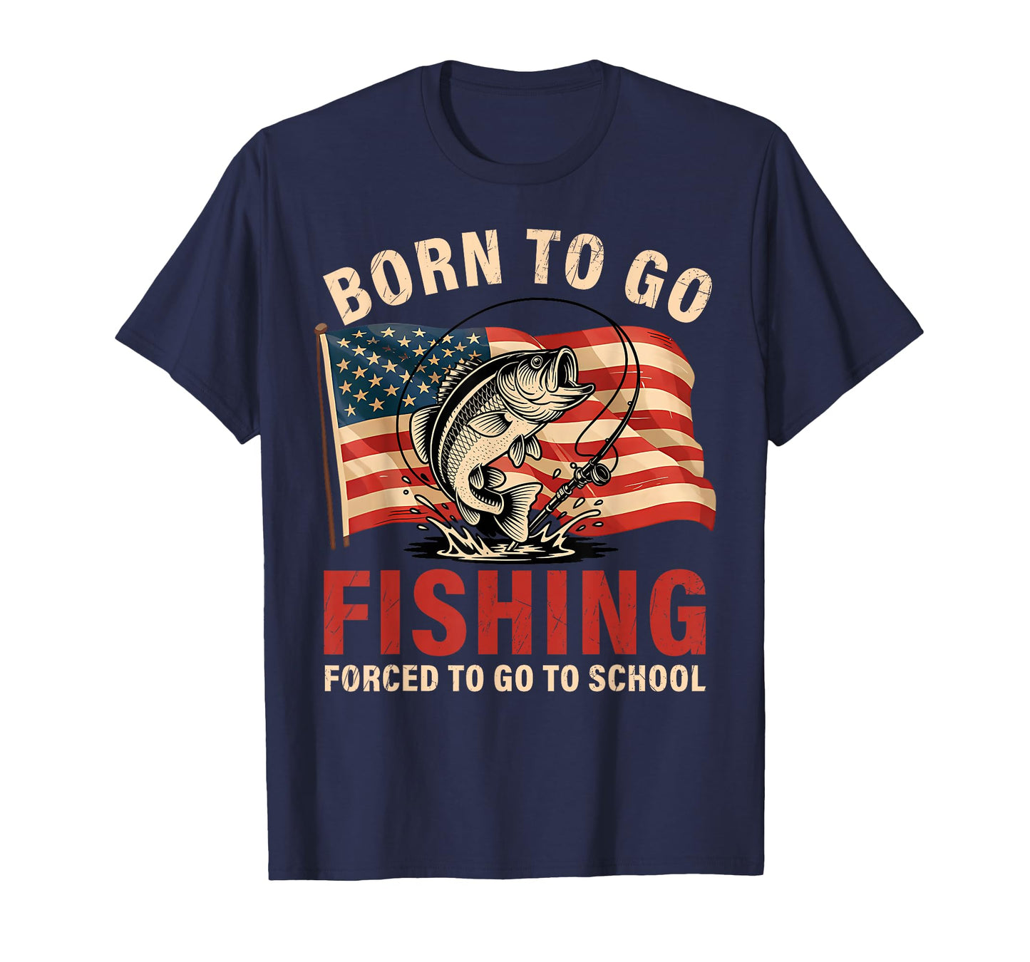 Born to Go Fishing Bass Fish Fisherman Boy Kid Funny Saying T-Shirt