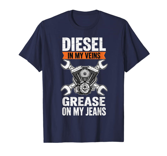 Diesel in My Veins Diesel Mechanic Engineer Car Mechanic T-Shirt